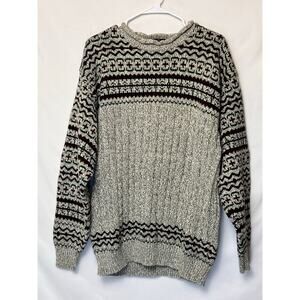 Old School Clothing Company Men XL Gray/Green Long Slve Pullover Preppy Sweater